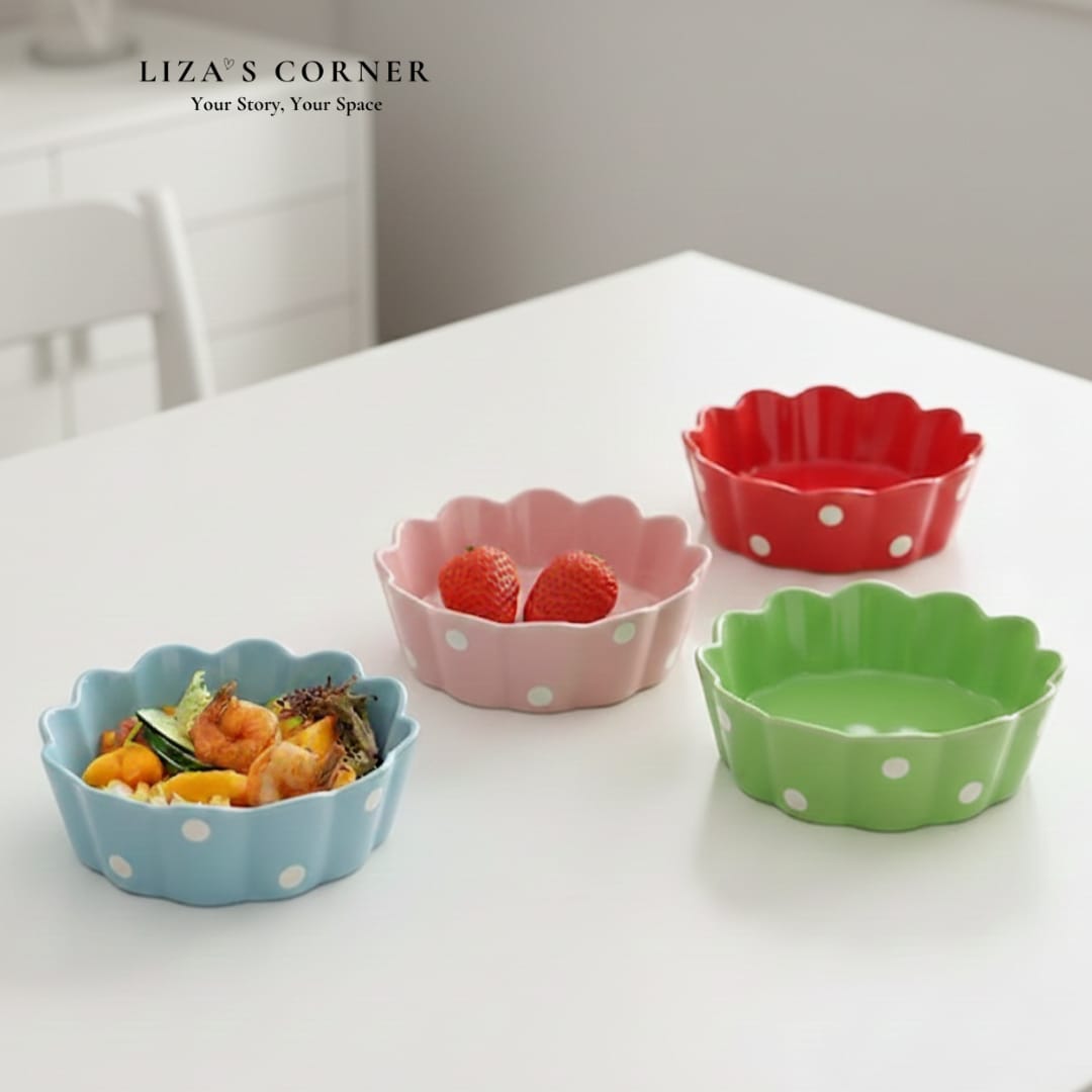 Polka Dot Pattern Ceramic Bowl Set