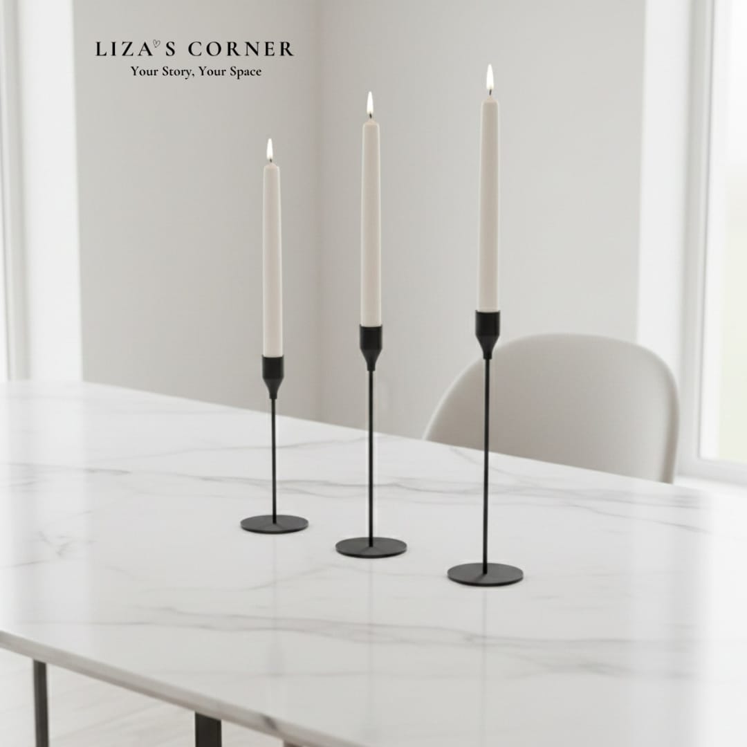 Black Metal Candle Holder Set