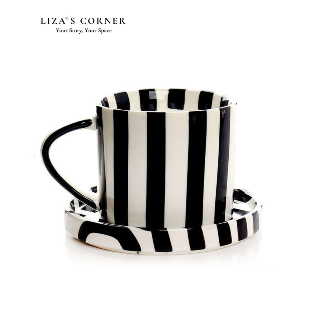 Striped Mug with Saucer